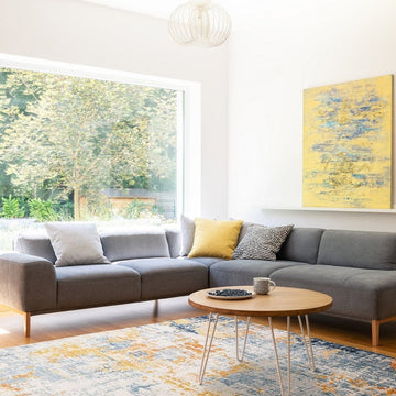 Nova NV39 Illusion Modern Abstract Durable Easy-Care Polypropylene Short Pile Ochre/Blue/Grey Rug-Asiatic Carpets-Rug Love - The Most Loved Rug Store